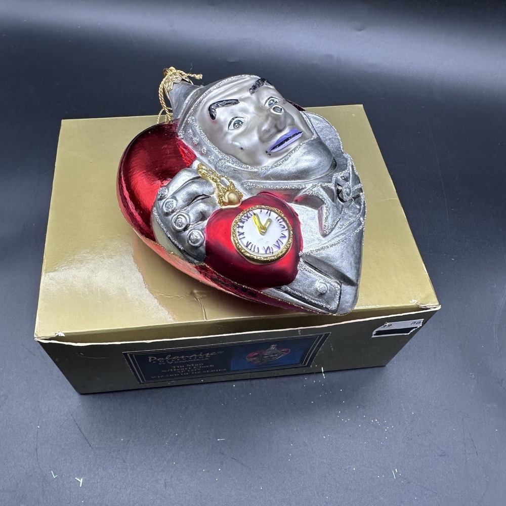 KURT ADLER POLONAISE WIZARD OF OZ TIN MAN WITH HEART CLOCK ORNAMENT AP121 5.5"